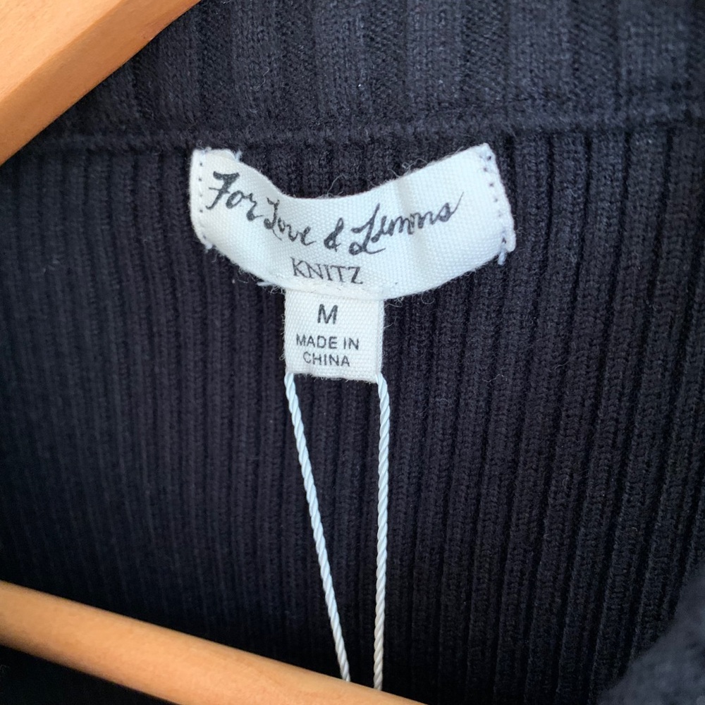 NWT For Love and Lemons Annie Zipper Sweater Black Medium - Picture 6 of 12
